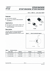 DataSheet STGB19NC60W pdf